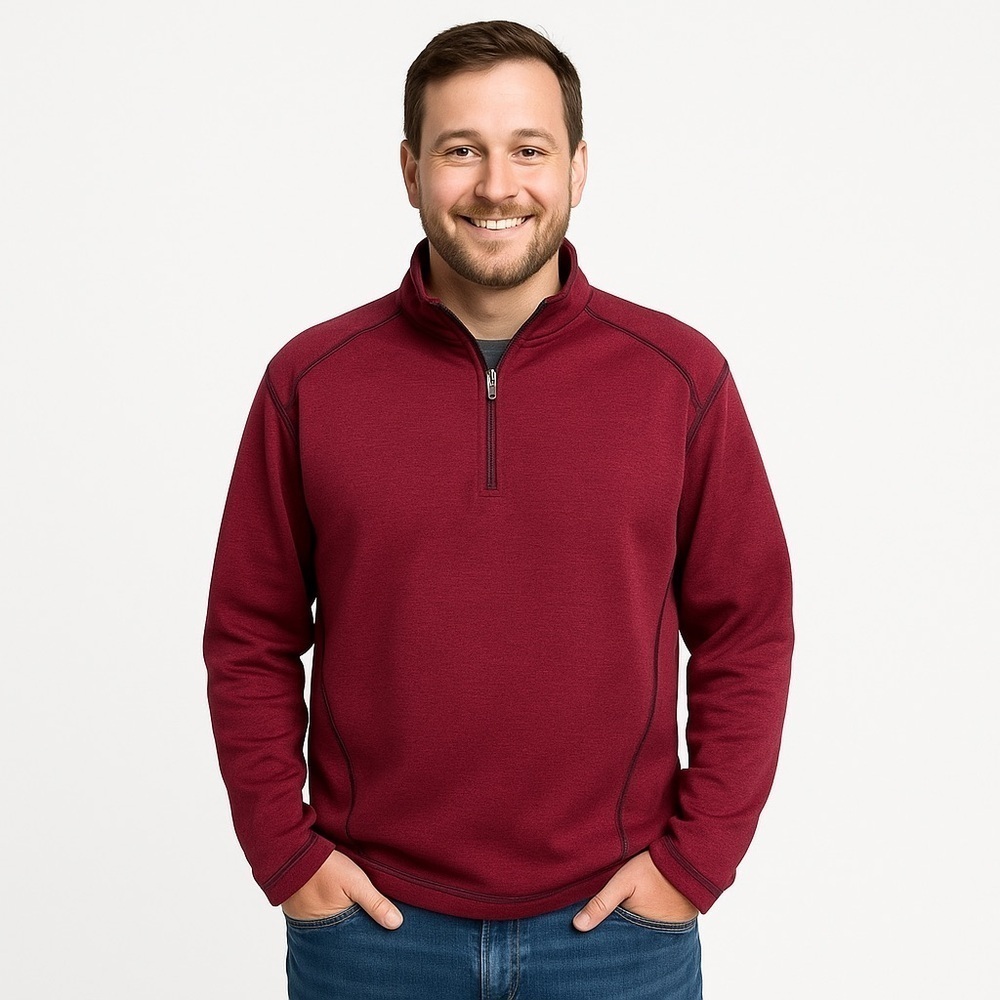 Pebble Beach Performance 1/4 Zip Pullover Jacket Burgundy Green Size M | 3314